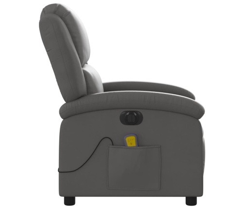 Sillón reclinable de masaje eléctrico cuero auténtico gris