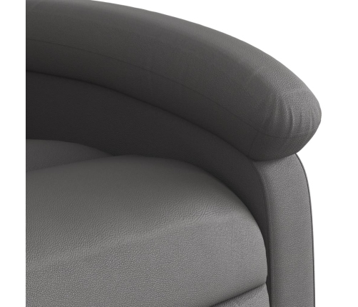 Sillón reclinable de masaje eléctrico cuero auténtico gris