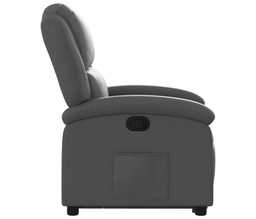 Sillón reclinable elevable cuero auténtico gris