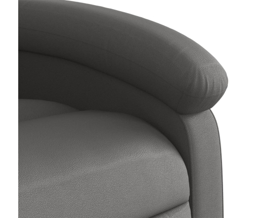 Sillón reclinable elevable cuero auténtico gris