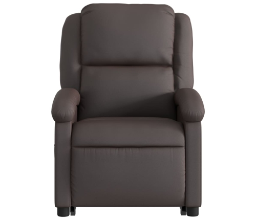 Sillón reclinable masaje elevable cuero auténtico marrón oscuro