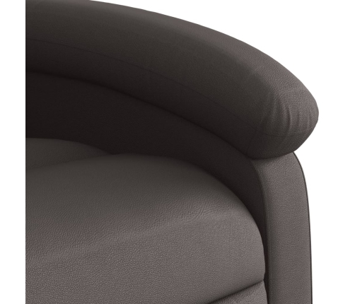 Sillón reclinable masaje elevable cuero auténtico marrón oscuro