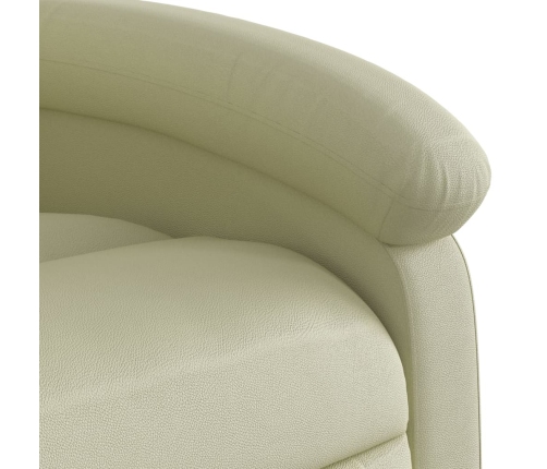 Sillón reclinable de masaje elevable cuero auténtico crema