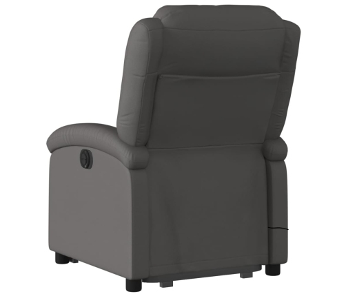 Sillón reclinable de masaje elevable cuero auténtico gris