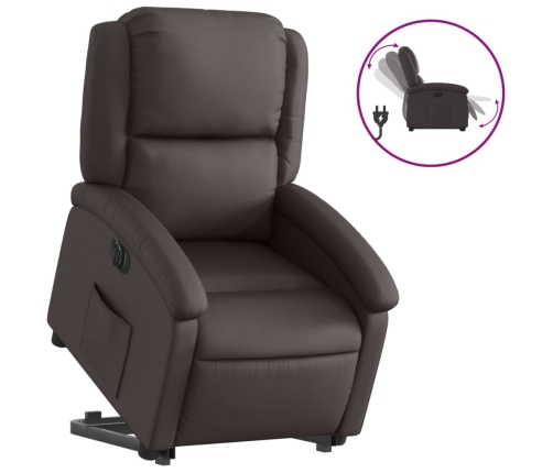 Sillón reclinable eléctrico pie cuero auténtico marrón oscuro