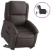 Sillón reclinable eléctrico pie cuero auténtico marrón oscuro