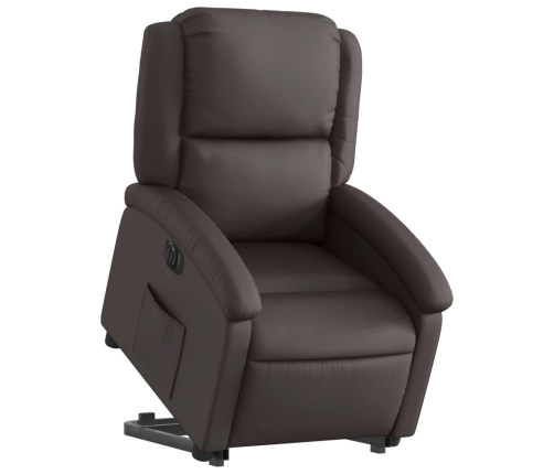 Sillón reclinable eléctrico pie cuero auténtico marrón oscuro