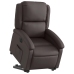 Sillón reclinable eléctrico pie cuero auténtico marrón oscuro