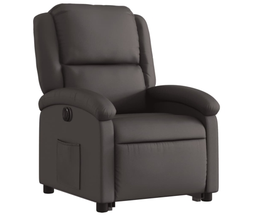 Sillón reclinable eléctrico pie cuero auténtico marrón oscuro