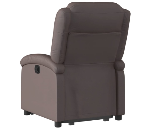 Sillón reclinable eléctrico pie cuero auténtico marrón oscuro