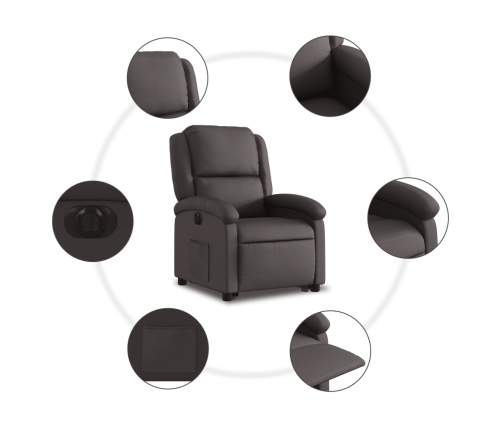 Sillón reclinable eléctrico pie cuero auténtico marrón oscuro