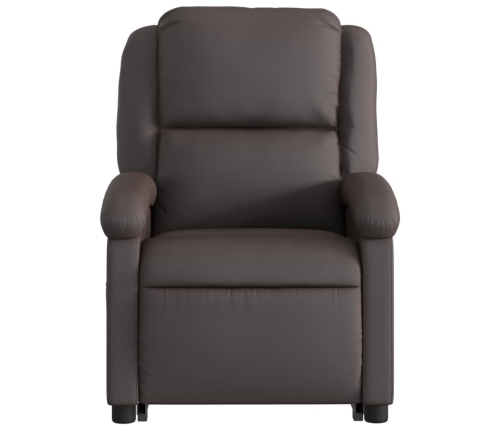 Sillón reclinable eléctrico pie cuero auténtico marrón oscuro