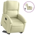 Sillón reclinable eléctrico elevable cuero auténtico crema