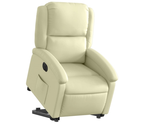 Sillón reclinable eléctrico elevable cuero auténtico crema