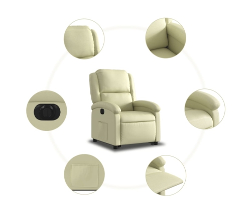 Sillón reclinable eléctrico elevable cuero auténtico crema