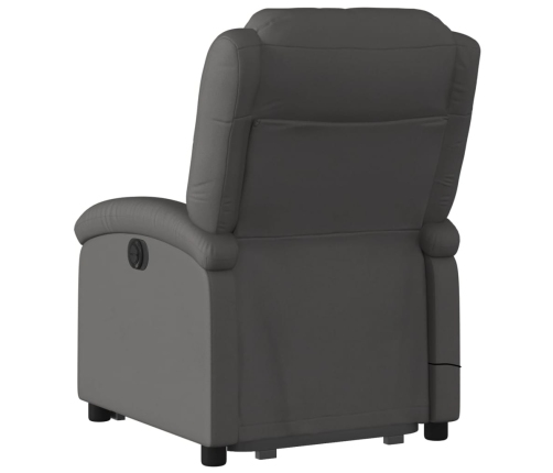 Sillón reclinable masaje eléctrico de pie cuero auténtico gris