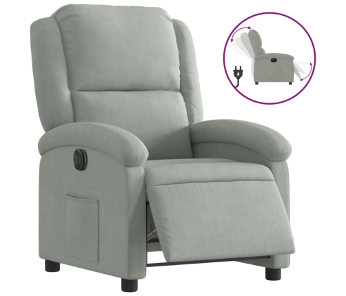 Sillón reclinable eléctrico de terciopelo gris claro