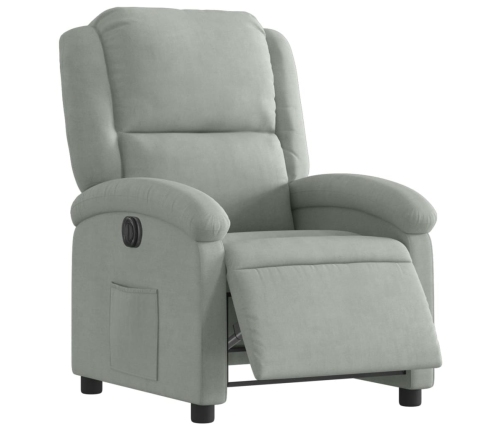 Sillón reclinable eléctrico de terciopelo gris claro