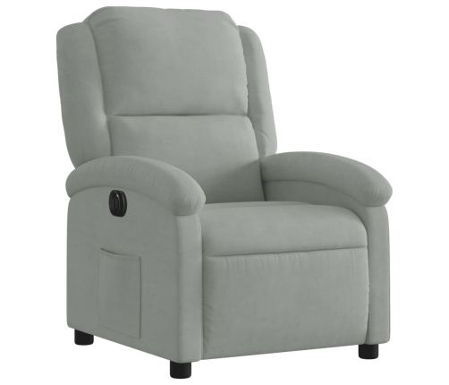 Sillón reclinable eléctrico de terciopelo gris claro