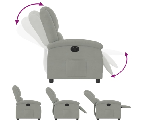 Sillón reclinable eléctrico de terciopelo gris claro