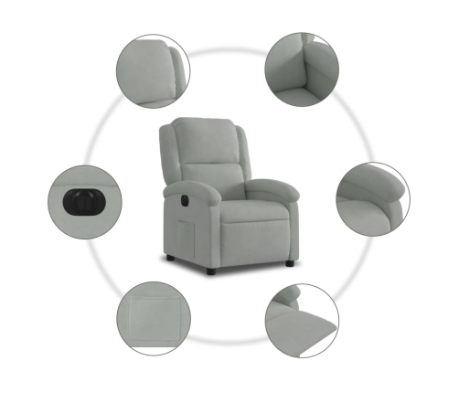 Sillón reclinable eléctrico de terciopelo gris claro