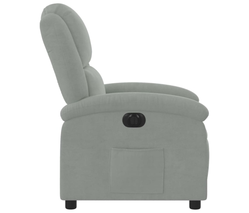 Sillón reclinable eléctrico de terciopelo gris claro