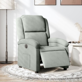 Sillón reclinable eléctrico de terciopelo gris claro