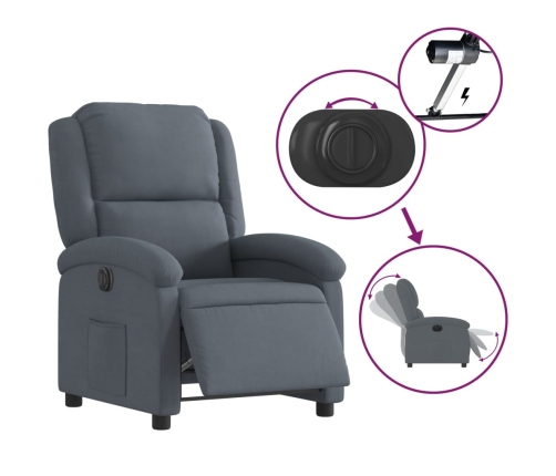 Sillón reclinable eléctrico de terciopelo gris oscuro