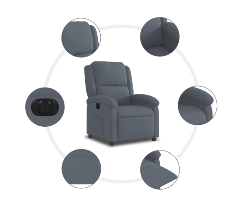 Sillón reclinable eléctrico de terciopelo gris oscuro