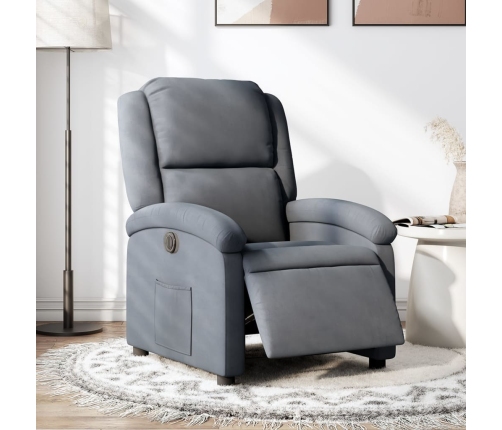 Sillón reclinable eléctrico de terciopelo gris oscuro