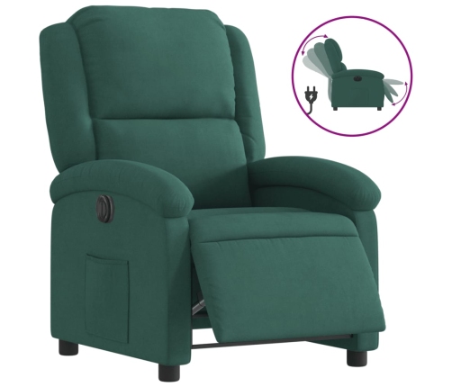 Sillón reclinable eléctrico de terciopelo verde oscuro