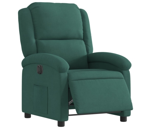 Sillón reclinable eléctrico de terciopelo verde oscuro