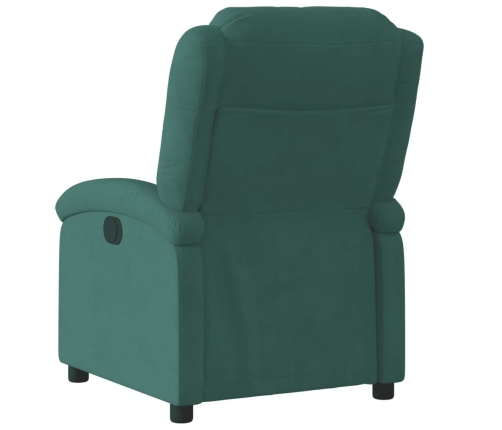 Sillón reclinable eléctrico de terciopelo verde oscuro