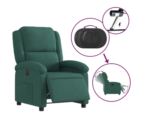 Sillón reclinable eléctrico de terciopelo verde oscuro