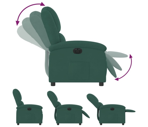 Sillón reclinable eléctrico de terciopelo verde oscuro