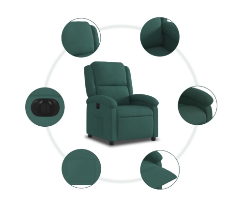 Sillón reclinable eléctrico de terciopelo verde oscuro