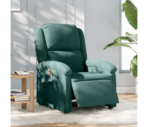 Sillón reclinable eléctrico de terciopelo verde oscuro