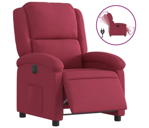 Sillón reclinable eléctrico de terciopelo rojo tinto