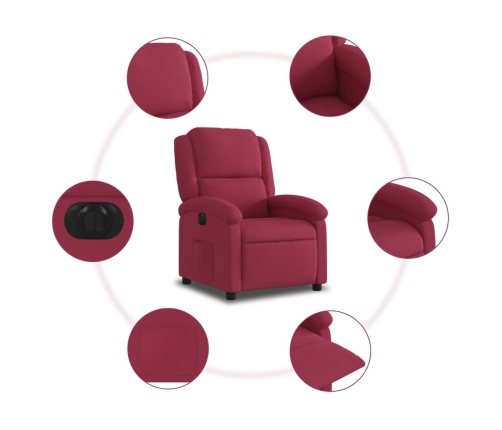 Sillón reclinable eléctrico de terciopelo rojo tinto