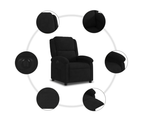 Sillón reclinable eléctrico de terciopelo negro