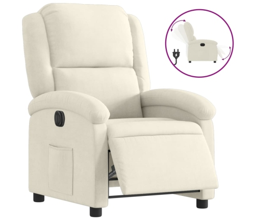 Sillón reclinable eléctrico de terciopelo blanco crema