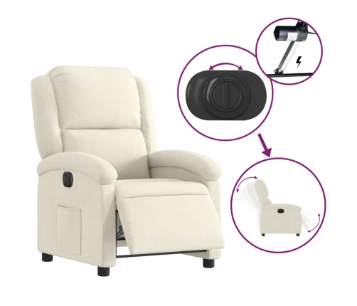 Sillón reclinable eléctrico de terciopelo blanco crema