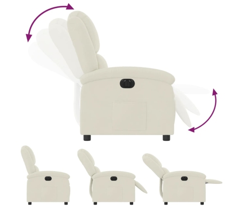 Sillón reclinable eléctrico de terciopelo blanco crema