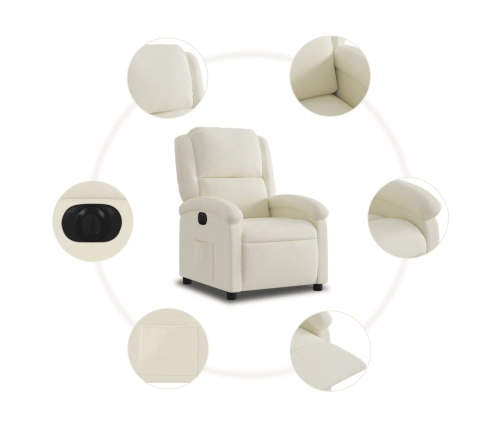 Sillón reclinable eléctrico de terciopelo blanco crema