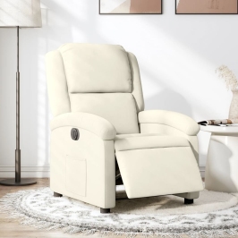 Sillón reclinable eléctrico de terciopelo blanco crema