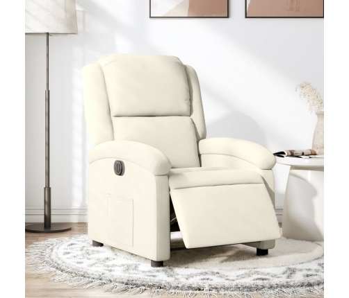 Sillón reclinable eléctrico de terciopelo blanco crema