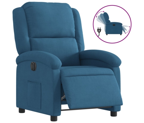 Sillón reclinable eléctrico terciopelo azul