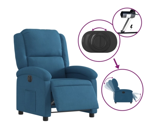 Sillón reclinable eléctrico terciopelo azul