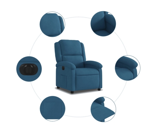 Sillón reclinable eléctrico terciopelo azul