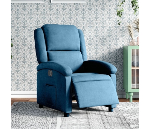 Sillón reclinable eléctrico terciopelo azul